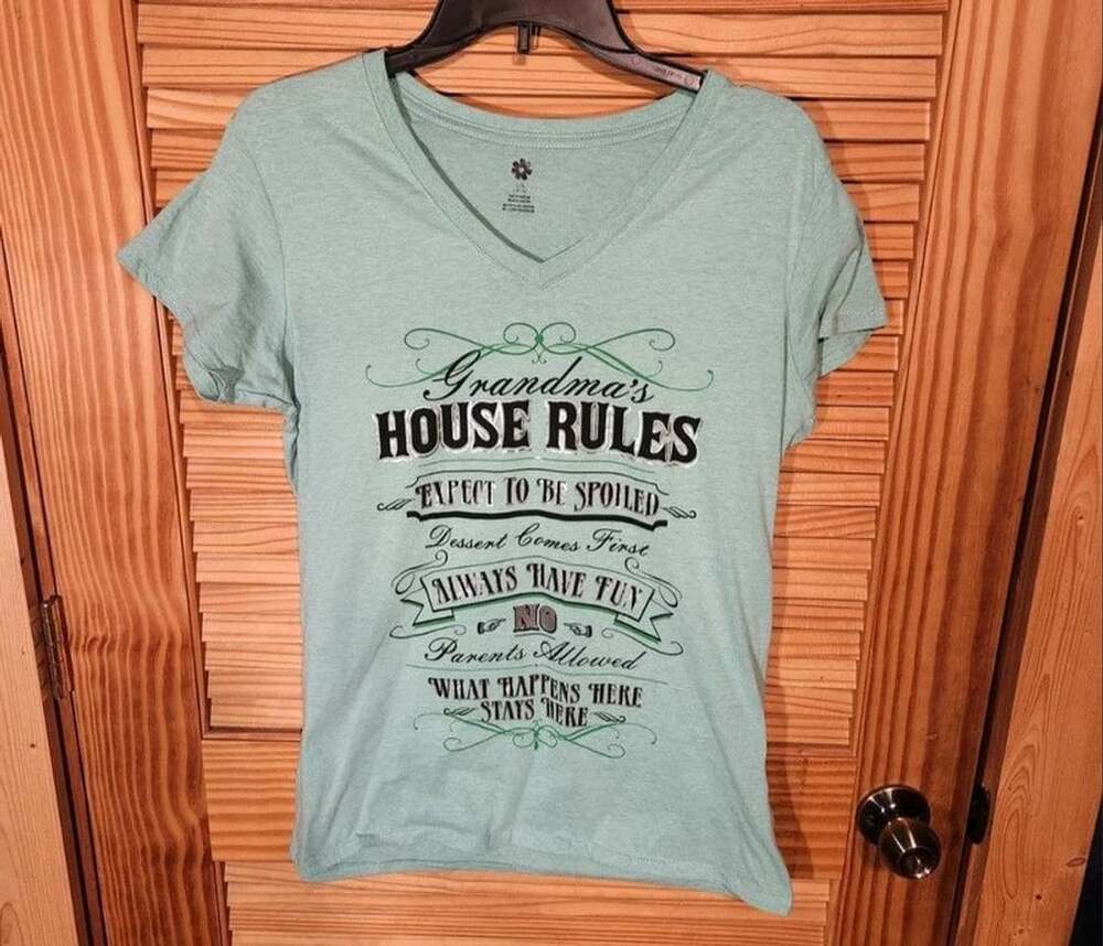 Spoiled & Sweet" Grandma’s House Rules Graphic V-Neck Tee
